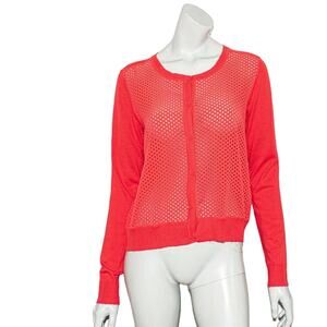 SANDRO Paris Medium Cardigan Sweater Red front Mesh